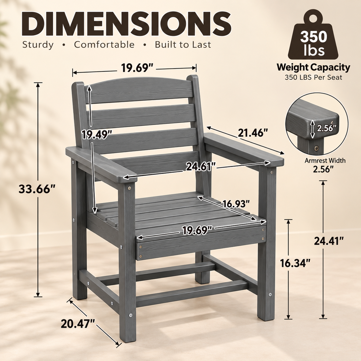 Set of 4 Gray HDPE Outdoor Counter Height Chairs – view 5