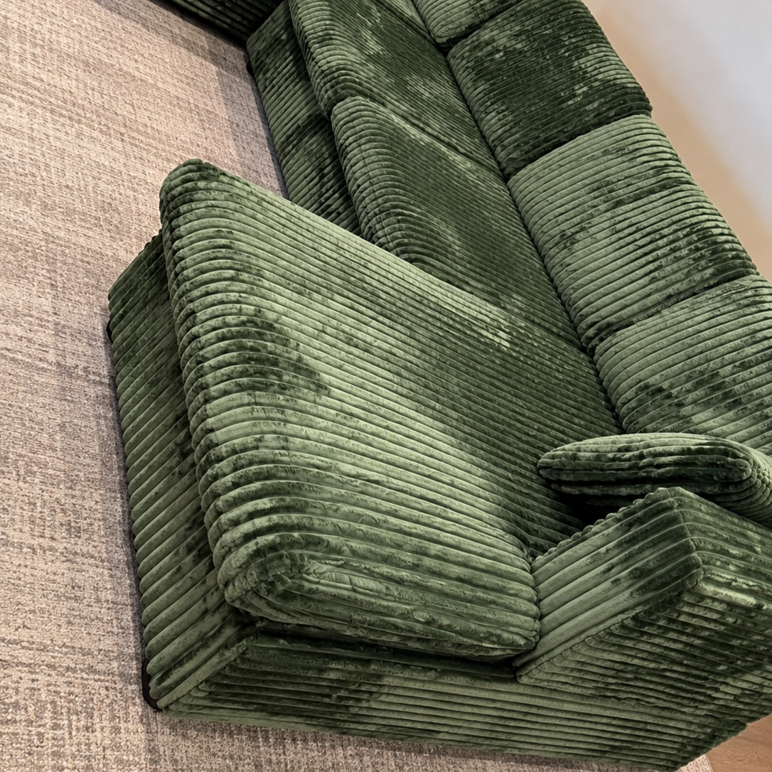 123-Inch Green Corduroy U-Shaped Sectional Sofa – view 4